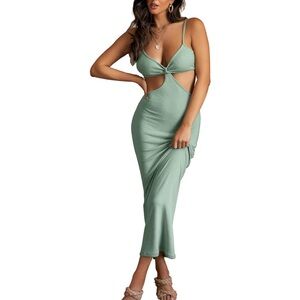 Spaghetti Straps Maxi Dress Cut Out